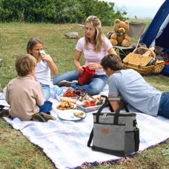 Lospitch 25L Kühltasche Faltbar Kühlkorb Kühlbox Isoliertasche Thermotasche Picknicktasche Für Lebensmitteltransport, Grau -Küchenwaren Geschäft 00e7b6e3b60045f093502d7d8de83b81