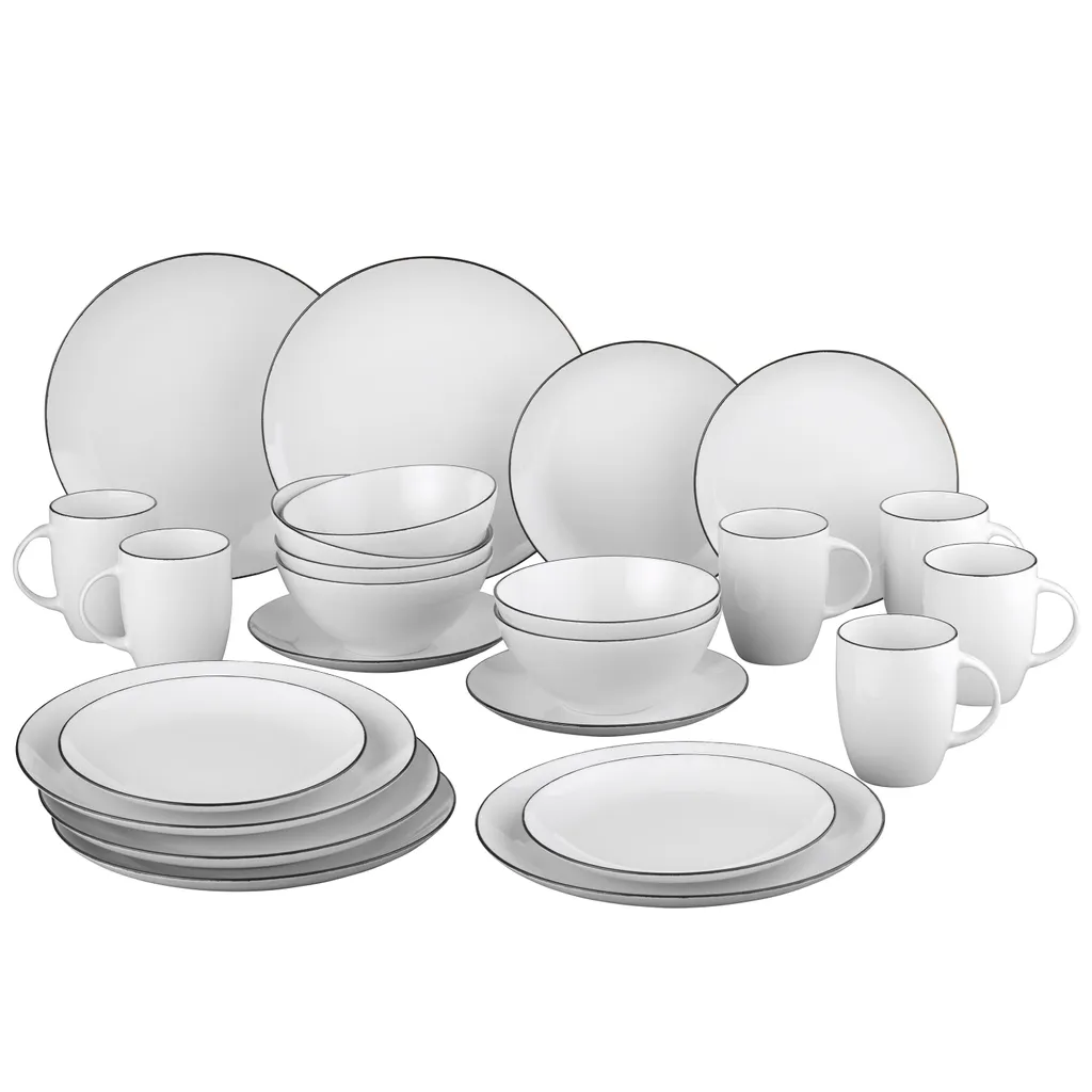 Van Well Black Star 24tlg. Kombi-Service 6 Personen Porzellan Geschirr-Set 3 Van Well Black Star 24tlg. Kombi-Service 6 Personen Porzellan Geschirr-Set