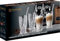Nachtmann Latte Macchiato Set/4 + 4 Glastrinkhalme 7604/8tlg. Noblesse 104671 -Küchenwaren Geschäft 027cbf199245373506f099df1d9a2cd8