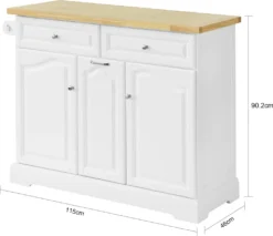 SoBuy FKW100-WN Kücheninsel Mit Arbeitsplatte Küchenwagen Mit 2 Türen Und Ausziehbarem Flaschenhalter Küchenschrank Sideboard Küchentrolley Weiß BHT Ca.: 115x90x46cm -Küchenwaren Geschäft 0293763abcfa42dc5fe80aa042debe90