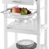 COSTWAY Kleiner Küchenwagen, Servierwagen Auf Rollen, Arbeitsplatte Aus Edelstahl, Schublade, Korb & Abnehmbarem Serviertablett, Rollwagen Kücheninsel, Küchentrolley Landhausstil Weiß, 47x39x85cm -Küchenwaren Geschäft 07c3ff00e92a1b710071f2afb4d0b683