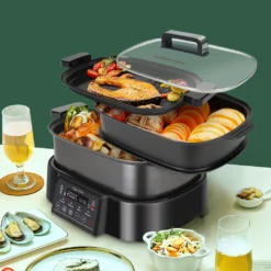 Aigostar 6 L Dampfgarer Mit Timer, Langsamkocher, Grill Und Dampfgarer 3 In 1, BPA-frei, Programmierbar, Voreingestellte Programme, Warmhaltefunktion, 1250 W -Küchenwaren Geschäft 095fd34725f5ee65fb1646779586105d