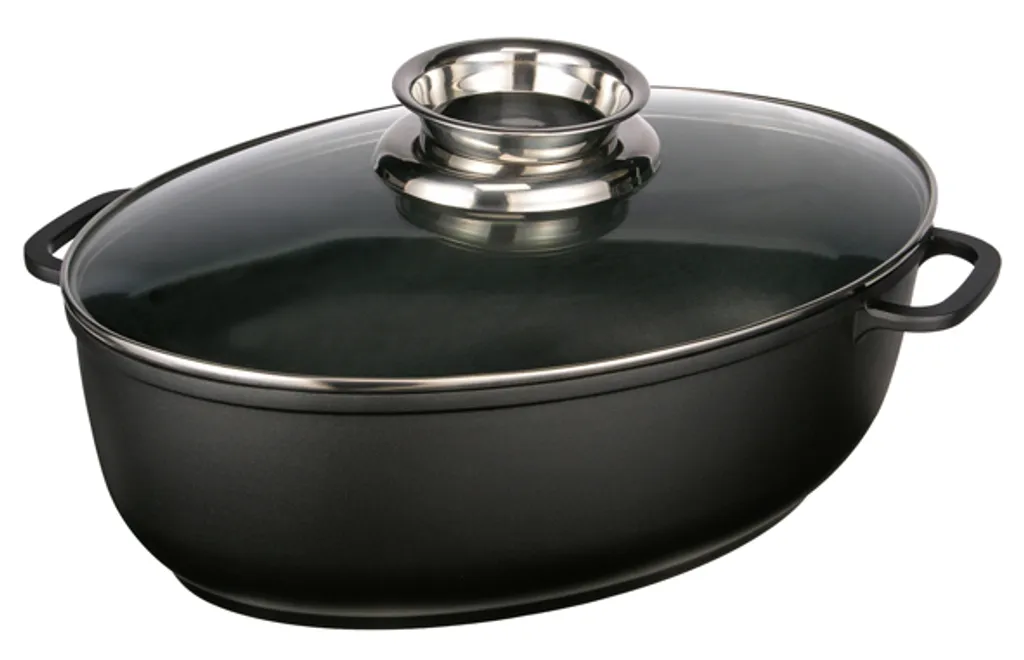 Alu - Guß Bräter Mit Glasdeckel, 8,3 Ltr Antihaftbeschichtet 6 Alu - Guß Bräter Mit Glasdeckel, 8,3 Ltr Antihaftbeschichtet – Bild 4