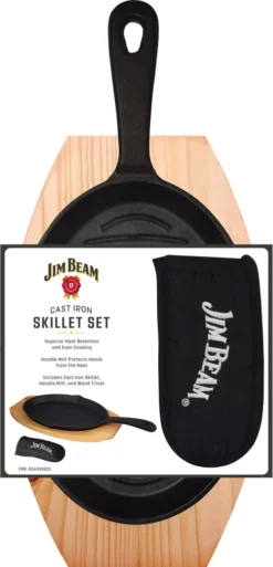 Jim Beam BBQ Servierpfanne Gusseisen - Grillpfanne Steakpfanne Emaille Mit Holzuntersetzer Servierbrett 4er Set -Küchenwaren Geschäft 0eab4153333dada907654074e9ef76f0