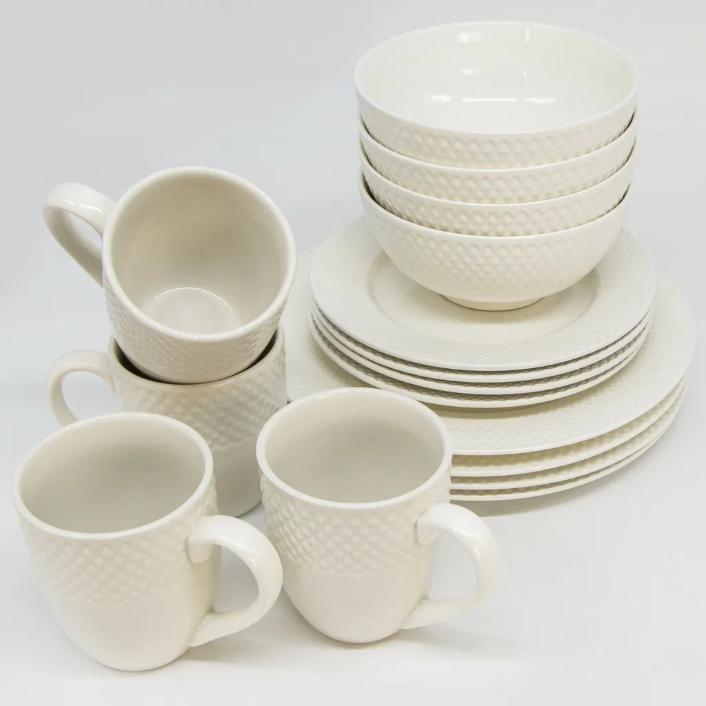 Porzellan Geschirr Set Weiß Für 4 Personen 16-teiliges Tafelservice Kombiservice 3 Porzellan Geschirr Set Weiß Für 4 Personen 16-teiliges Tafelservice Kombiservice