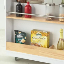 SoBuy FKW107-WN Design Küchenwagen Mit Arbeitsplatte Kücheninsel Küchenschrank Rollwagen Sideboard Auf Rollen Weiß-Natur BHT Ca.: 110x91x55cm -Küchenwaren Geschäft 1463d2ca9589dbde8c9c733ba17bc9d9