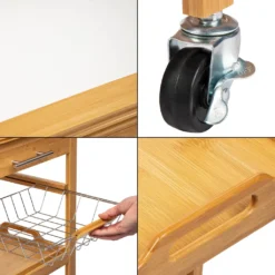 ONVAYA Küchenwagen Kyoto Auf Rollen, Küchenrollwagen Aus Bambus Mit Arbeitsplatte Weiß Aus Stein, Praktischer Beistellwagen Für Die Küche Inkl. Schubladen -Küchenwaren Geschäft 1535f0e1f14abcf272842db0d16cc15a