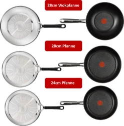 Tefal E76 Jamie Oliver Pfannenset Induktion 6 TLG Set 12,- Hohe Wokpfanne Mit Deckel 28cm, Pfanne 28 Cm + 24cm, Edelstahl 18/10 Rostfrei, Spülmaschinenfest, Antihaft-beschichtet -Küchenwaren Geschäft 16d9443350c38a299d6833659c31775b