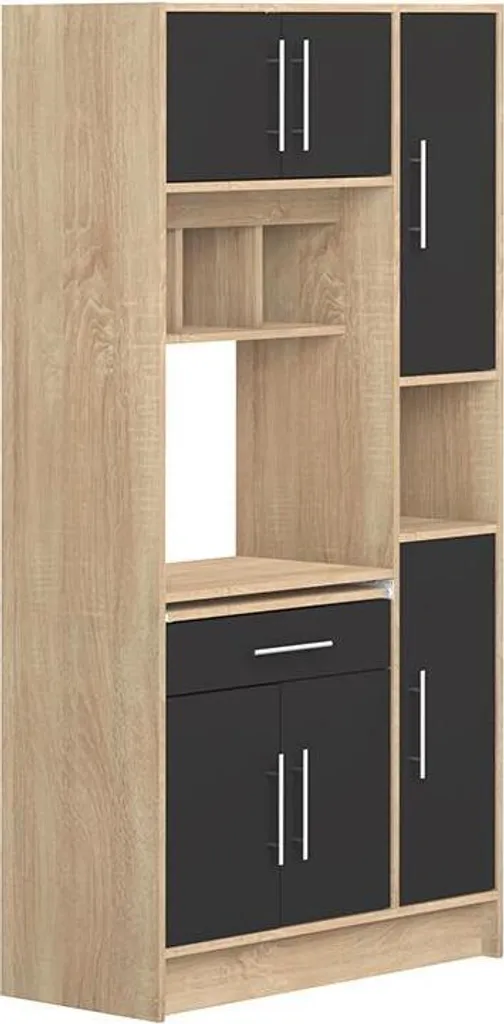 Küchenbuffet Buffetschrank Mit 5 Türen & 1 Schublade - Schwarz & Eichefarben - MADY 6 Küchenbuffet Buffetschrank Mit 5 Türen & 1 Schublade - Schwarz & Eichefarben - MADY – Bild 4
