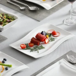 MALACASA, Serie Flora, 26 Tlg. Cremeweiß Porzellan Geschirrset Kombiservice Tafelservice Mit 6 Schalen, 6 Dessertteller, 6 Suppenteller, 6 Speiseteller Und 2 Rechteckigen Platten -Küchenwaren Geschäft 209ccd932918c5e77a9699406bf4d94e