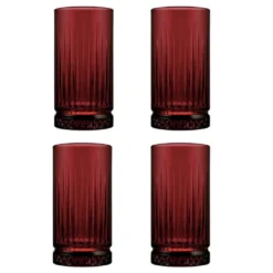 Pasabahce Elysia Wassergläser Longdrinkgläser 4er Set Lang Rot 450ml 520015