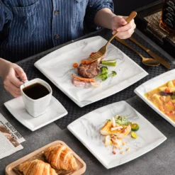 MALACASA, Serie Blance, Kombiservice 30 Tlg. Marmor Porzellan Geschirrset Eckig Tafelservice Mit 180 Ml Kaffeetassen, Untertassen, Dessertteller, Tiefteller Und Flachteller 15 MALACASA, Serie Blance, Kombiservice 30 Tlg. Marmor Porzellan Geschirrset Eckig Tafelservice Mit 180 Ml Kaffeetassen, Untertassen, Dessertteller, Tiefteller Und Flachteller -Küchenwaren Geschäft 23a76f292d464af6a18ea4b933de640b