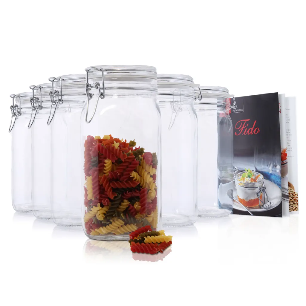 6er Set Einmachglas Bügelverschluss Original Fido 1,5L Vorratsgläser Incl. Bormioli Rezeptheft 2 6er Set Einmachglas Bügelverschluss Original Fido 1,5L Vorratsgläser Incl. Bormioli Rezeptheft