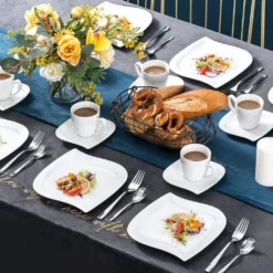 MALACASA, Serie Elvira, 36 Teilig Cremeweiß Porzellan Geschirrset Tafelservice Kaffeeservice Mit Tassen, Untertassen, Dessertteller Für 12 Person 15 MALACASA, Serie Elvira, 36 Teilig Cremeweiß Porzellan Geschirrset Tafelservice Kaffeeservice Mit Tassen, Untertassen, Dessertteller Für 12 Person -Küchenwaren Geschäft 24bb276353cbd9b4888d8e3a58af97ee