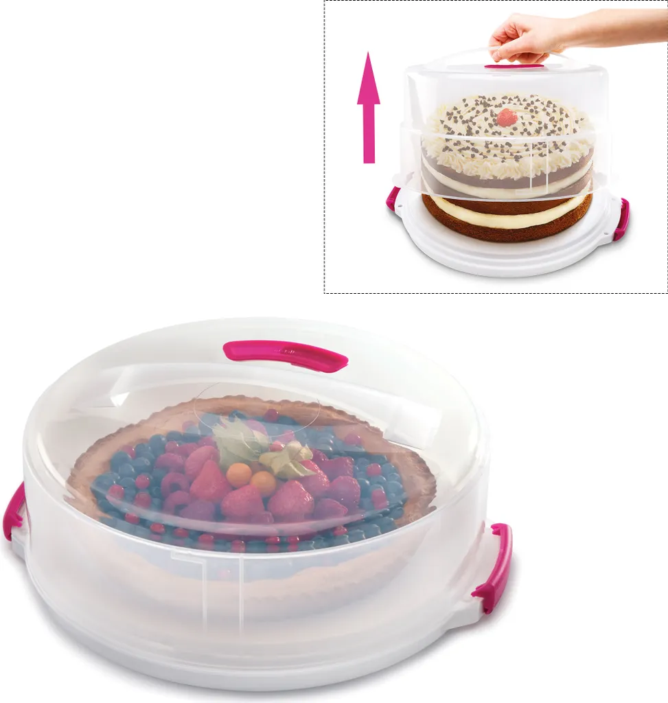 Metaltex Tortenbehälter ø36cm Höhenvers, Transparent/rot/weiß 3 Metaltex Tortenbehälter ø36cm Höhenvers, Transparent/rot/weiß