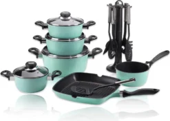 Karl Krüger 17/M Aluguss Koch-Topfset Topf 17tlg. Küchenhelfer Mint