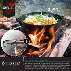 KESSER® Dutch Oven Set In Holzkiste Mit Dutch Oven Mit Viel Zubehör - Gusseisen - Bereits Eingebrannt Mit Kochtopf Grillplatte Pfanne Deckelheber Inkl. Rezeptbuch Handschuhe, Farbe:12-Teilig -Küchenwaren Geschäft 267d16becf55b4514d4921457610f93d