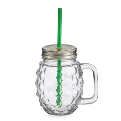 4x Sole Trinkgläser Mit Henkel, Deckel & Strohhalm 480 Ml Grün Henkelbecher Glas -Küchenwaren Geschäft 2910b982c848a8b29cf87aac6ea5f694