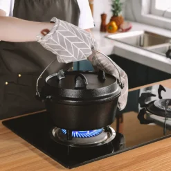 Velaze Topf-Sets, Feuertopf Aus Gusseisen Mit Füßen & Deckel, Topf Mit Henkel, Gusstopf Mit Deckelheber, Bräter Für Camping, Garten, 3.5L/1L -Küchenwaren Geschäft 2c0f9bec83deb9b4b2b62b30aff53aaf