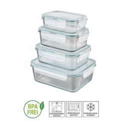 GOURMETmaxx Glas-Frischhaltedosen Klick-it 8-tlg. Frischhaltedosen 4er Set Glas Klick-It Gefrierdosen Lunchbox Brotdose Mikrowelle -Küchenwaren Geschäft 2ccea53c81ba156179bb7297a9f5abcd