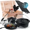 KESSER® Dutch Oven Set In Holzkiste Mit Dutch Oven Mit Viel Zubehör - Gusseisen - Bereits Eingebrannt Mit Kochtopf Grillplatte Pfanne Deckelheber Inkl. Rezeptbuch Handschuhe, Farbe:12-Teilig -Küchenwaren Geschäft 33dab03bfc5507589e36ba71578bc294