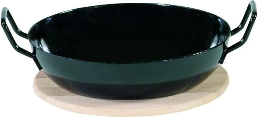 Krüger Schlemmerpfanne Mit Holzteller Aus Stahl Beschichtet 20cm 3 Krüger Schlemmerpfanne Mit Holzteller Aus Stahl Beschichtet 20cm