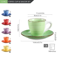 Kaffeeservice Steinzeug, Vancasso BONITA 12 Teiliges Kaffeeset, Cappuccino Tassenset Für 6 Personen, Tassen Und Untertassen -Küchenwaren Geschäft 34e469c1abf9f0652744246357bbc510