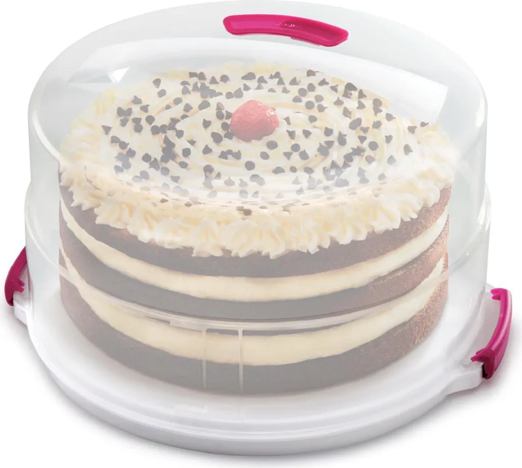 Metaltex Tortenbehälter ø36cm Höhenvers, Transparent/rot/weiß 5 Metaltex Tortenbehälter ø36cm Höhenvers, Transparent/rot/weiß – Bild 3