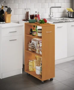 VCM Holz Küchenwagen Servierwagen Rollwagen Nischenschrank Rollbar Rollen Tusal Buche -Küchenwaren Geschäft 3b44507fee7a1a8c8e5316475b44ea69