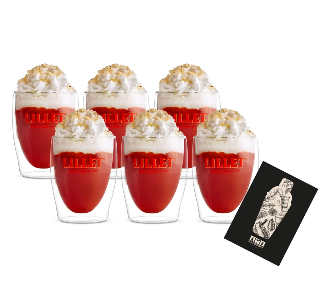 Lillet Glas 6er Set Glas 6x Gläser Mit Logo Für Heiße Getränke Doppelwandige Thermogläser Mit Deckel Limited Edition 3 Lillet Glas 6er Set Glas 6x Gläser Mit Logo Für Heiße Getränke Doppelwandige Thermogläser Mit Deckel Limited Edition