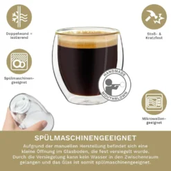 Creano Doppelwandige Espresso-Gläser, 4er-Set 100ml Thermo-Gläser Mit Schwebe-Effekt -Küchenwaren Geschäft 3e0340b6a58bcf25308e4877bac67977