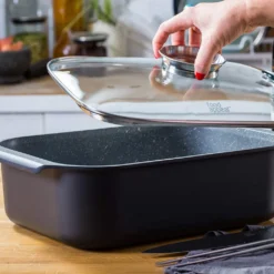 Food Appeal Black Marble Kasserolle, Kochtopf, Röster Mit Aromatischem Glasdeckel, Anti-haft Beschichtung | Schwarzes Marmor Design | Für Gasherd, Induktionsherd, Keramikherd Und Elektroherd -Küchenwaren Geschäft 3ee66f2b6b9a9f61b34e6faf8bdcd30a