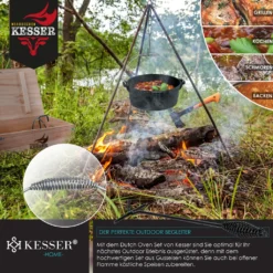 KESSER® Dutch Oven Set In Holzkiste Mit Dutch Oven Mit Viel Zubehör - Gusseisen - Bereits Eingebrannt Mit Kochtopf Grillplatte Pfanne Deckelheber Inkl. Rezeptbuch Handschuhe, Farbe:12-Teilig -Küchenwaren Geschäft 3f25a7f68ce0cf84d7715fbdcec38e59