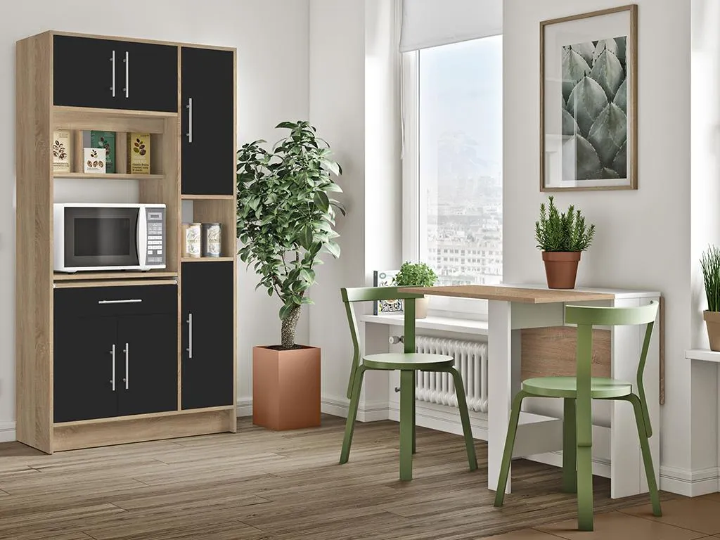 Küchenbuffet Buffetschrank Mit 5 Türen & 1 Schublade - Schwarz & Eichefarben - MADY 5 Küchenbuffet Buffetschrank Mit 5 Türen & 1 Schublade - Schwarz & Eichefarben - MADY – Bild 3