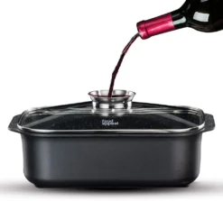 Food Appeal Black Marble Kasserolle, Kochtopf, Röster Mit Aromatischem Glasdeckel, Anti-haft Beschichtung | Schwarzes Marmor Design | Für Gasherd, Induktionsherd, Keramikherd Und Elektroherd -Küchenwaren Geschäft 43a6a6503cf782bd0f6c1793107c39cd