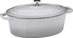 Kela Bräter Calido 6l Oval 33x26x12cm Gusseisen Hellgrau