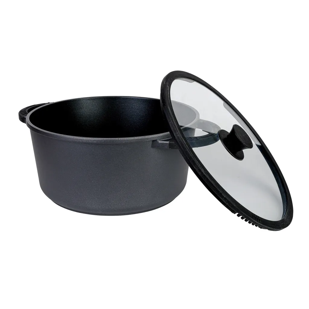 AXENTIA Aluguss Kochtopf Blackline Ø 28 Cm Mit ILAG-Antihaft-Beschichtung, Deckel Aus Glas Mit Silikon-Stoßrand Und Nudelsieb-Ersatz, Alle Herdarten 6 AXENTIA Aluguss Kochtopf Blackline Ø 28 Cm Mit ILAG-Antihaft-Beschichtung, Deckel Aus Glas Mit Silikon-Stoßrand Und Nudelsieb-Ersatz, Alle Herdarten – Bild 4