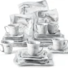 MALACASA, AMPARO 30 Tlg. Marmor Porzellan Geschirrset Kombiservice Tafelservice Mit Kaffeetassen, Unterteller, Dessertteller, Suppenteller, Speiseteller Für 6 Personen -Küchenwaren Geschäft 49d26ca83eb86e7877bbcbb1c8d16c18
