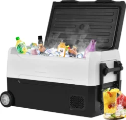 Merax Elektrisch Kühlbox Mit Kompressor 31.5L Schwarz, Mini Kühlschrank Tragbar Kühlleistung Bis -20° C, Gefrierbox 12/24 V Und 230 V Für Büro, Auto, Camping, Garten