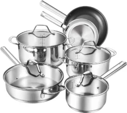 Topf-Set Topfset Induktion 10-teilig Edelstahl Kochtopf Set Mit Glasdeckel Edelstahl 18/10, Unbeschichtet Für Gas, Elektro, Halogen, Induktionsherde -Küchenwaren Geschäft 4c1c9569ddcb426e37a63d741d5b5678