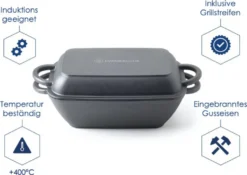 Hanseküche Gusseisen Bräter – Bereits Eingebrannter Gusseisen Topf 2in1 Mit Deckel, Gusseisenpfanne, Brotbackform Zum Brotbacken, Hochwertige Grillpfanne -Küchenwaren Geschäft 548b953f852a669007c5076591899599