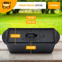 BBQ-Nerd© Kleine Brotbackform 3 L - Gusseisen Kastenform Mit Deckel - Backform Für Ofen, Grill, Feuer - Brottopf Dutch Oven Für Hackbraten Fleischkäse Brot -Küchenwaren Geschäft 54dac4d97ea63d9463b75d546b0c1ade