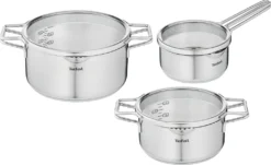 TEFAL NORDICA 6-Teiliges Set Mit Stielkasserolle 16cm + Deckel Und Kochtöpfen 20/24cm + Deckel , H852S325