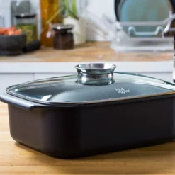 Food Appeal Black Marble Kasserolle, Kochtopf, Röster Mit Aromatischem Glasdeckel, Anti-haft Beschichtung | Schwarzes Marmor Design | Für Gasherd, Induktionsherd, Keramikherd Und Elektroherd -Küchenwaren Geschäft 579410ccc96411c592f50956133ee066