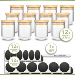 PORADA 12 Stapelbare Gewürzgläser Set 150ml Glasbehälter Mit Deckel Aufbewahrung Küche Gewürzdosen Vorratsdosen Glas Mit Deckel Aufbewahrungsgläser Küchenorganisation Aufbewahrung… -Küchenwaren Geschäft 579a6c32486d18a6ee9d02bf54f1ae6f