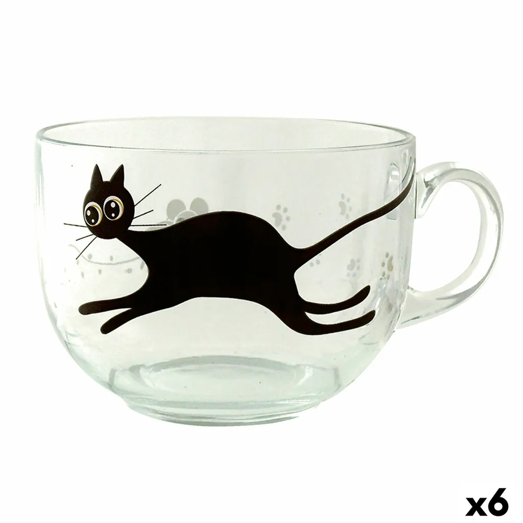 Tazza Luminarc Mistigri Grande Trasparente Gatto Vetro (500 Ml) (6 Unità) 3 Tazza Luminarc Mistigri Grande Trasparente Gatto Vetro (500 Ml) (6 Unità)