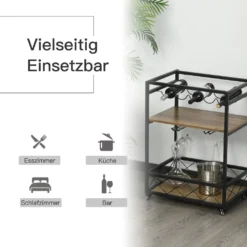 HOMCOM Rollwagen Servierwagen Auf Rollen, Küchenwagen Mit Weinregal Und Glashalter, Mit Bremsen, Metall, 77 X 44,5 X 91 Cm 14 HOMCOM Rollwagen Servierwagen Auf Rollen, Küchenwagen Mit Weinregal Und Glashalter, Mit Bremsen, Metall, 77 X 44,5 X 91 Cm -Küchenwaren Geschäft 59439137ad3c1d480bc0afe321e1f90e