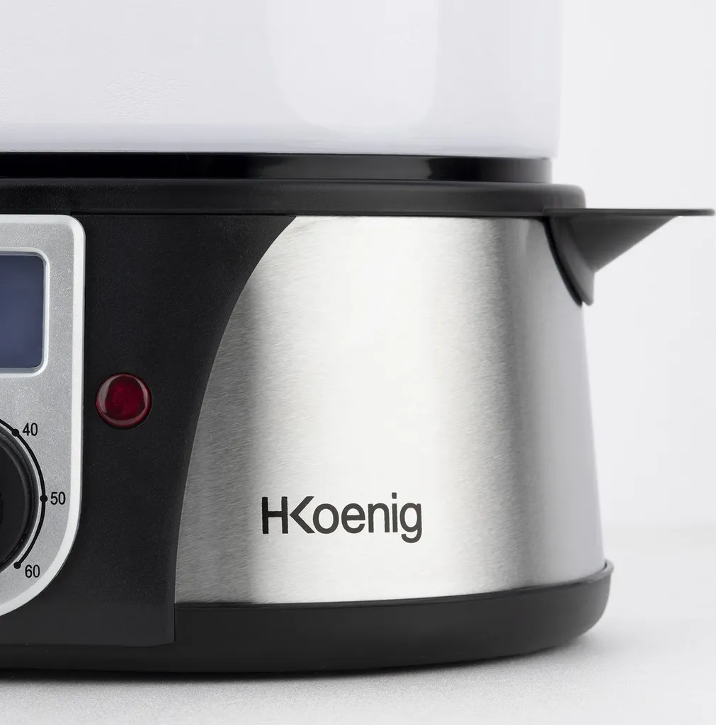 H.Koenig Elektro-Dampfgarer Ohne BPA 12 Liter, 3 Herausnehmbare Behälter, 1000 W, Timer Bis Zu 60 Minuten VAP12, Kunststoff, Metall, Single 10 H.Koenig Elektro-Dampfgarer Ohne BPA 12 Liter, 3 Herausnehmbare Behälter, 1000 W, Timer Bis Zu 60 Minuten VAP12, Kunststoff, Metall, Single – Bild 8