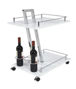 HAKU Servierwagen Mit Integriertem Flaschenhalter Aus Stahl & MDF, Chrom-weiß, BxTxH: 40x60x72 Cm; 89353