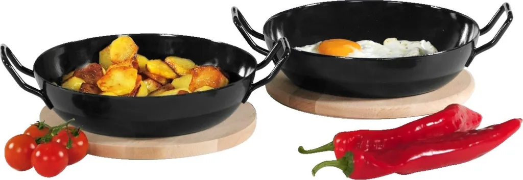 Krüger Schlemmerpfanne Mit Holzteller Aus Stahl Beschichtet 20cm 7 Krüger Schlemmerpfanne Mit Holzteller Aus Stahl Beschichtet 20cm – Bild 5
